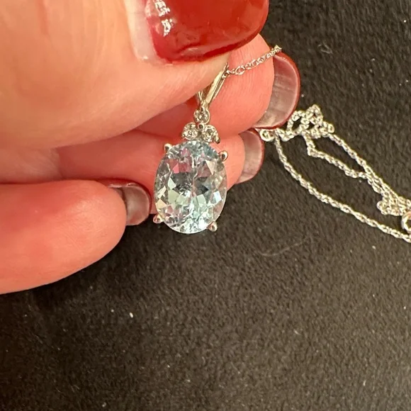 Diamond and Aquamarine Necklace and Matching Earrings